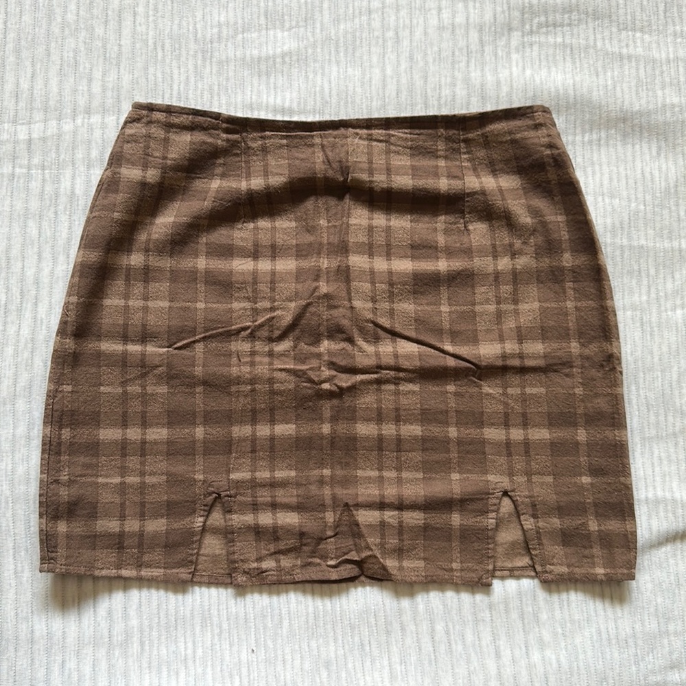 Motel brown plaid skirt